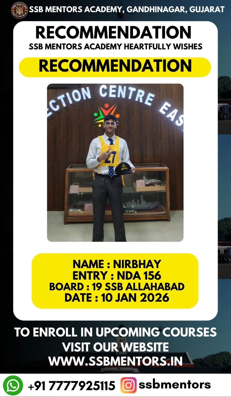 SSB Mentors training environment Gandhinagar